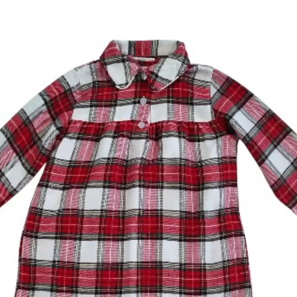 Pottery Barn Kids Red Plaid Flannel Nightgown Size 3T